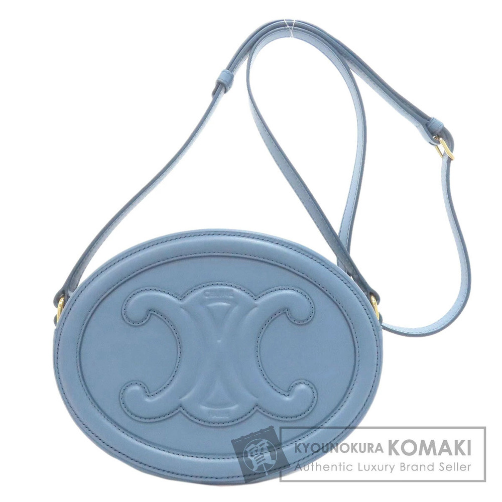Celine Cuir Triomphe Oval Bag denim calfskin Blue